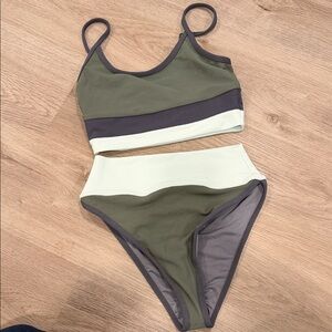 Beach Riot Olive and Cream Bikini Set